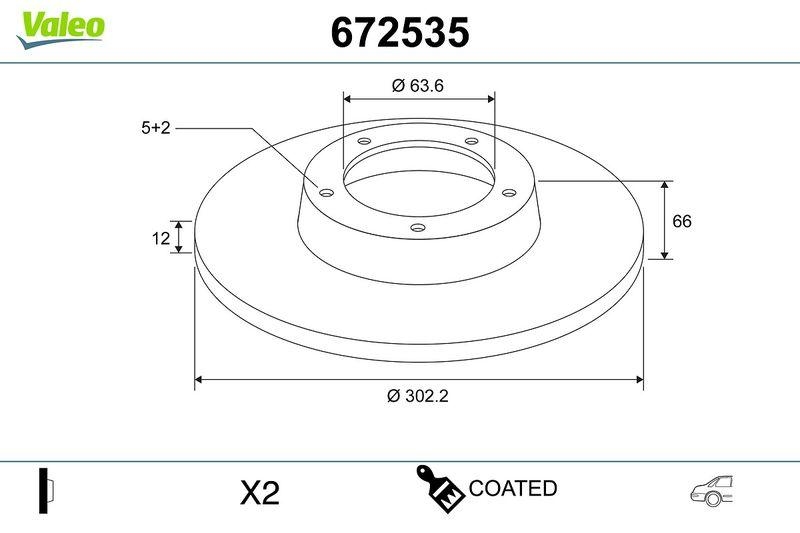 VALEO 672535 Bremsscheibe COATED