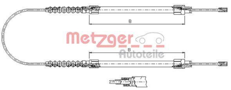 METZGER 1171.8 Seilzug, Feststellbremse für CITROEN/FIAT/PEUGEOT hinten