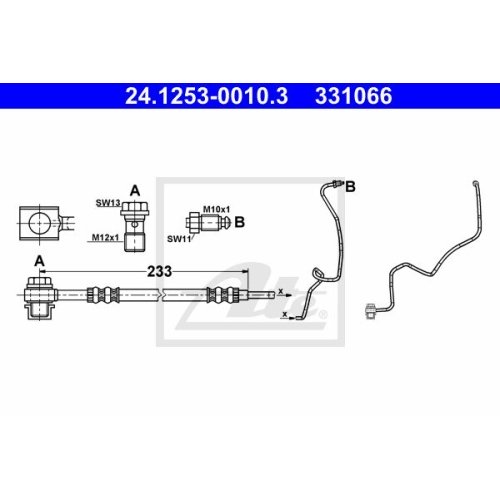 ATE 24.1253-0010.3 Bremsschlauch für VW/AUDI/SEAT/SKODA Plattform Golf4 mit Leitung