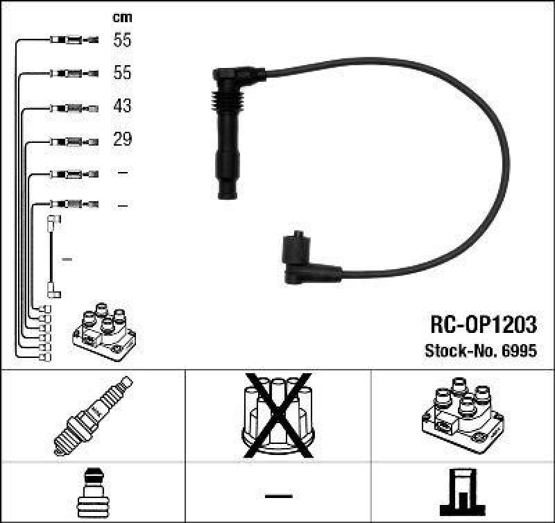 NGK 6995 Zündleitungssatz RC-OP1203 |Zündkabel