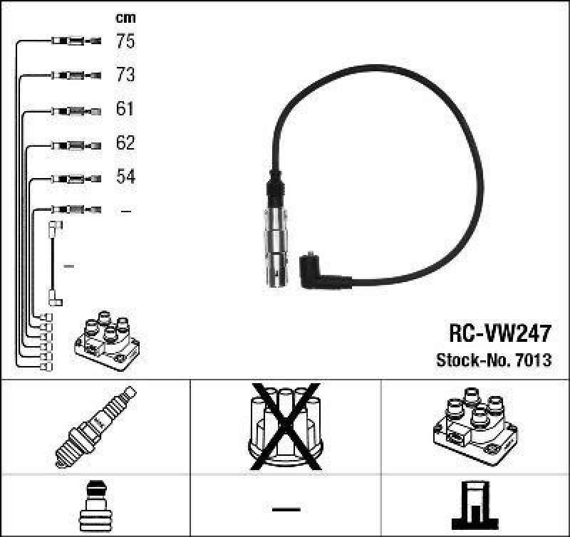 NGK 7013 Zündleitungssatz RC-VW247 |Zündkabel