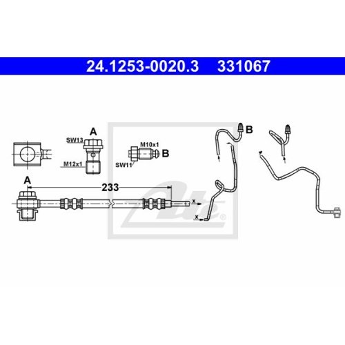 ATE 24.1253-0020.3 Bremsschlauch für VW/AUDI/SEAT/SKODA Plattform Golf4 mit Leitung