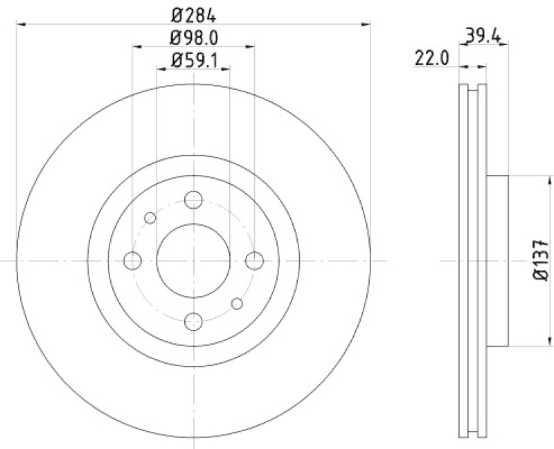 HELLA 8DD 355 102-531 Bremsscheibe