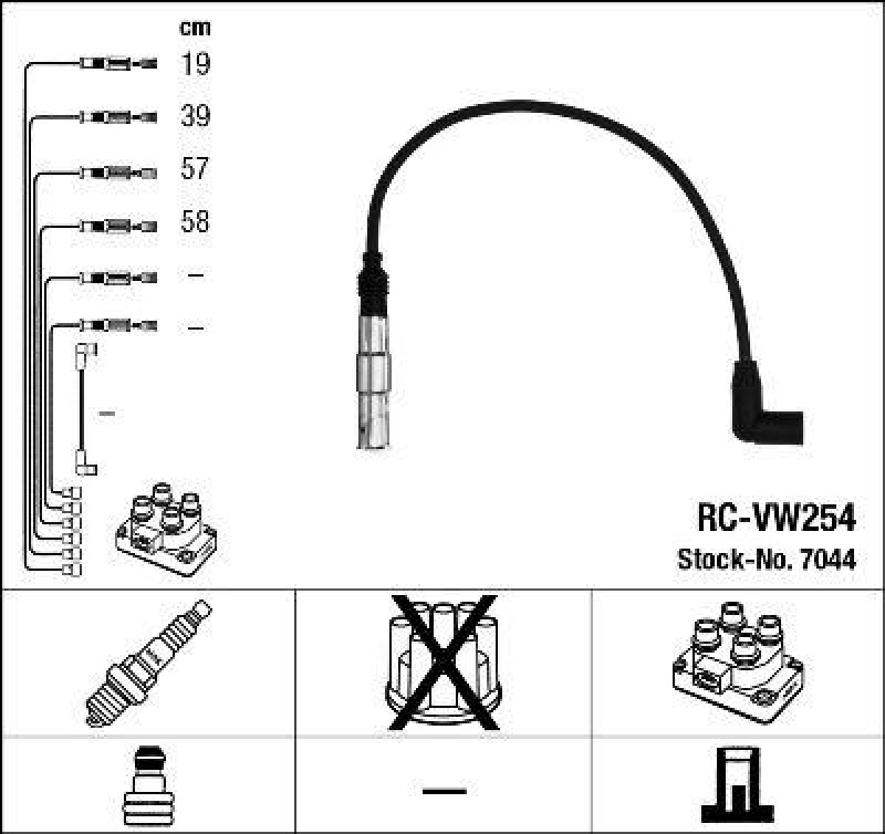 NGK 7044 Zündleitungssatz RC-VW254 |Zündkabel