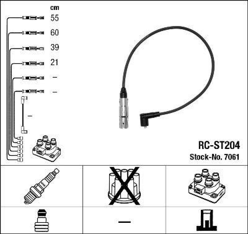 NGK 7061 Zündleitungssatz RC-ST204 |Zündkabel