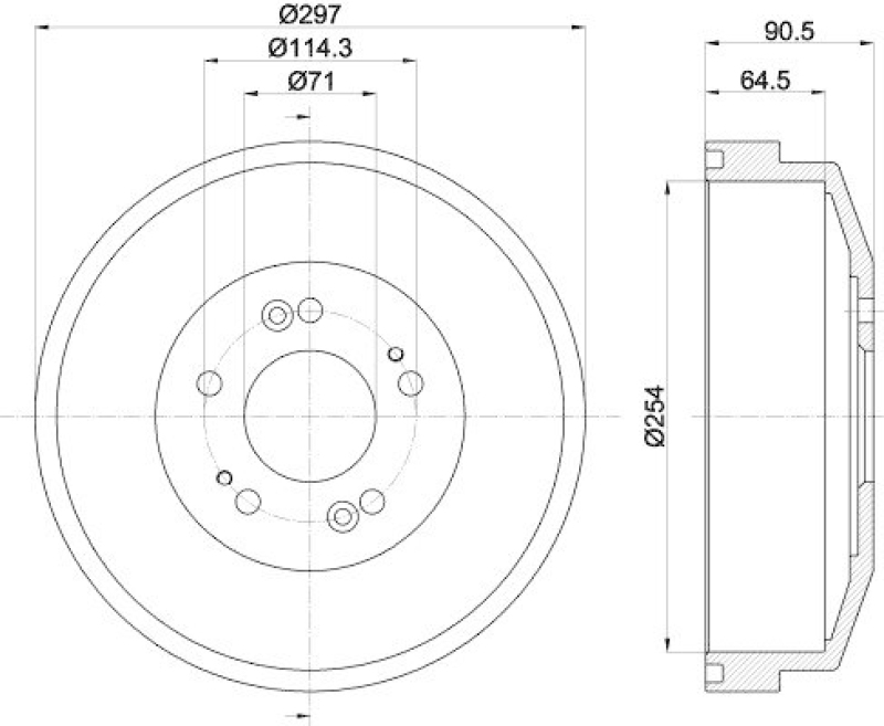 HELLA 8DT 355 300-871 Bremstrommel für KIA