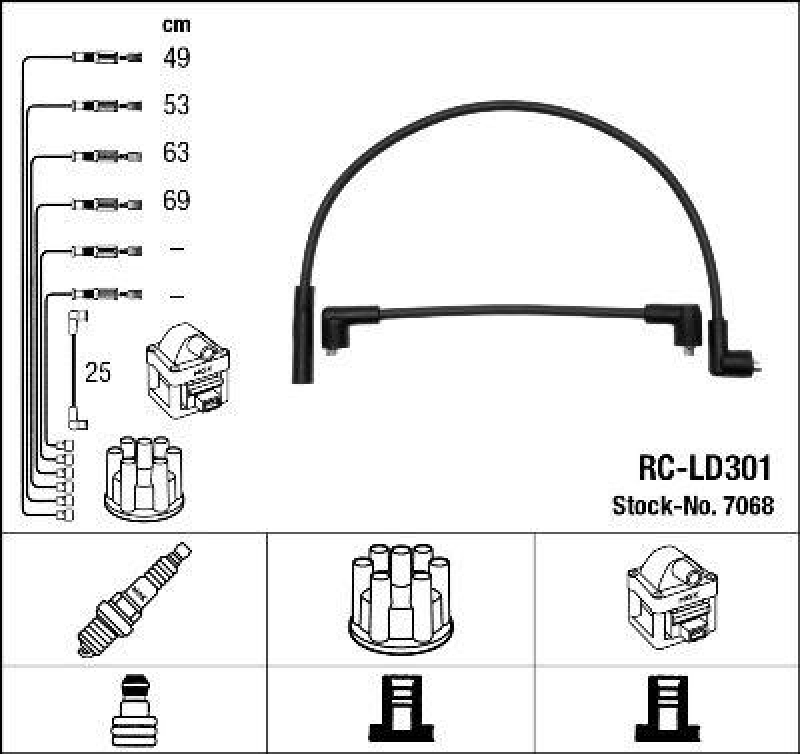 NGK 7068 Zündleitungssatz RC-LD301 |Zündkabel