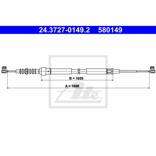 ATE 24.3727-0149.2 Bremsseil f&uuml;r VAG Golf4,A3,.. Bj.96- A3/GOLF4