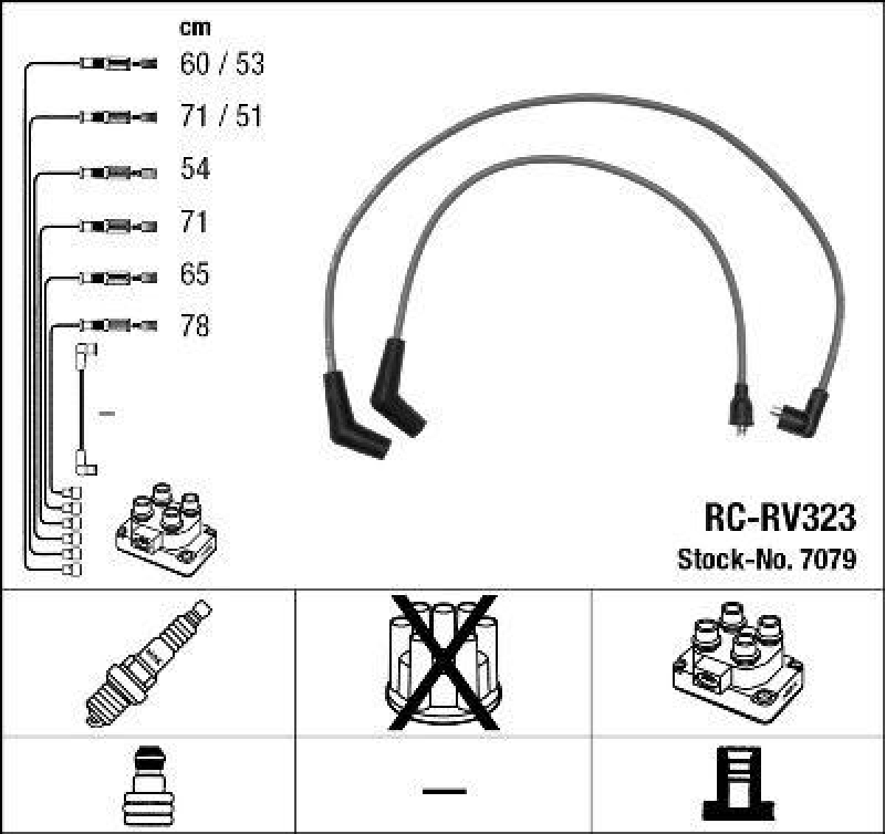 NGK 7079 Zündleitungssatz RC-RV323 |Zündkabel