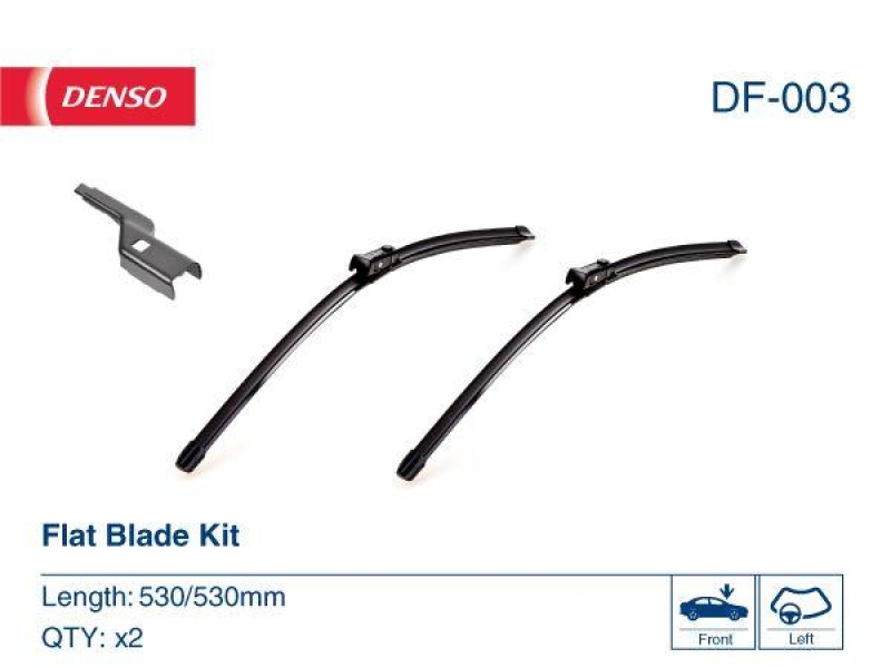 DENSO DF-003 Wischer Flat Blade Kit SKODA Fabia II 1.2 (Bj: 2006 - 2014)