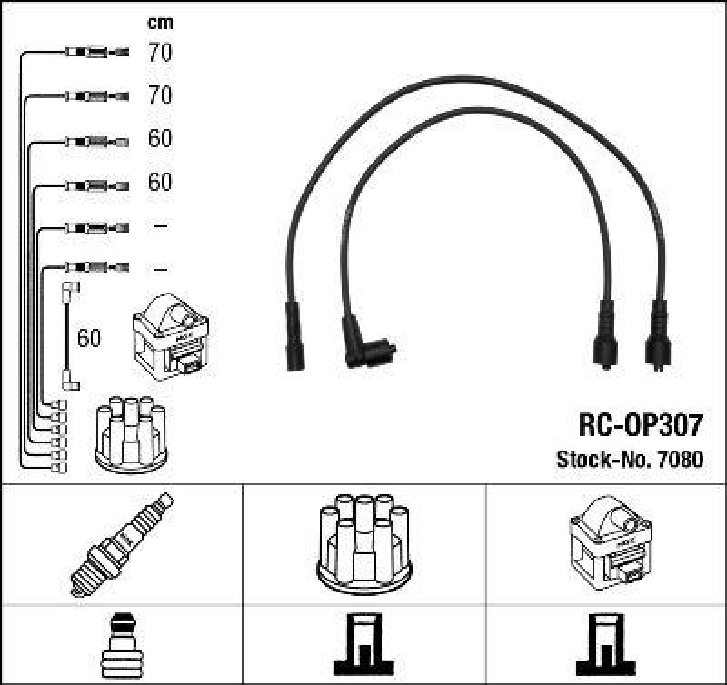 NGK 7080 Zündleitungssatz RC-OP307 |Zündkabel