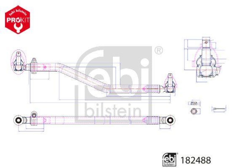 FEBI BILSTEIN 182488 Lenkstange mit Kronenmuttern und Splinten für DAF