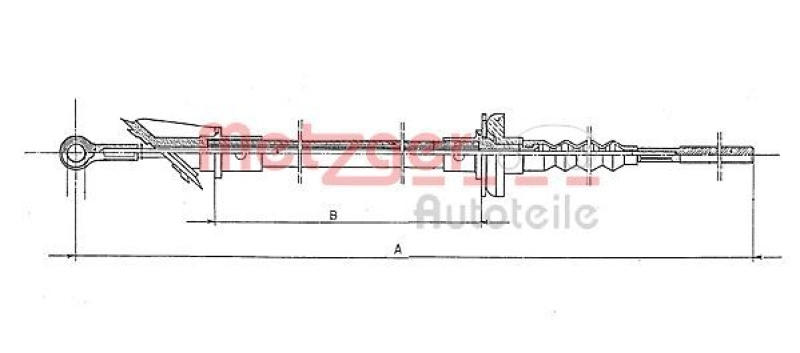 METZGER 1172.1 Seilzug, Kupplungsbetätigung für CITROEN/FIAT/PEUGEOT