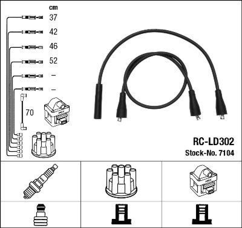 NGK 7104 Zündleitungssatz RC-LD302 |Zündkabel