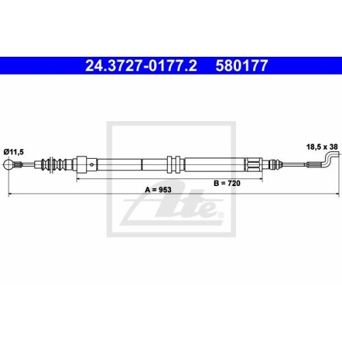 ATE 24.3727-0177.2 Bremsseil für VW TRANSPORTER (T4) (90