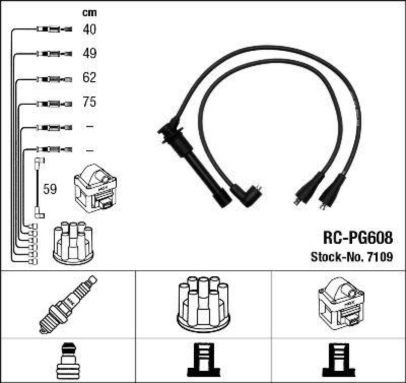 NGK 7109 Zündleitungssatz RC-PG608 |Zündkabel