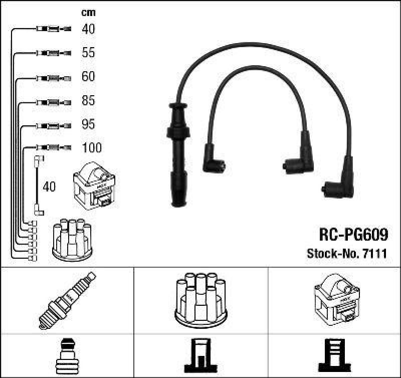 NGK 7111 Zündleitungssatz RC-PG609 |Zündkabel