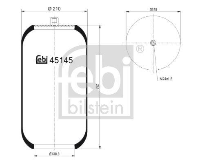 FEBI BILSTEIN 45145 Luftfederbalg ohne Kolben für EVOBUS