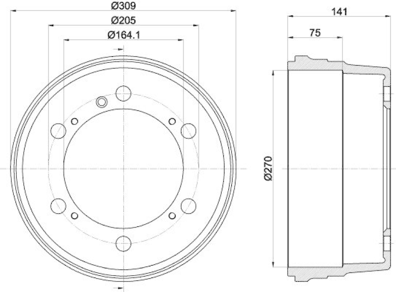 HELLA 8DT 355 301-661 Bremstrommel für VW