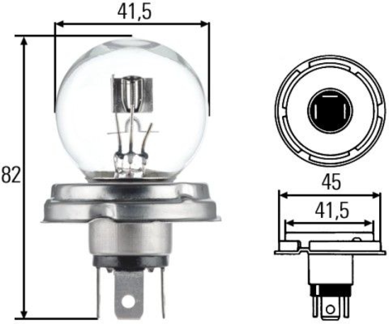 HELLA 8GD 002 088-071 Glühleuchte 6V R2 P45t