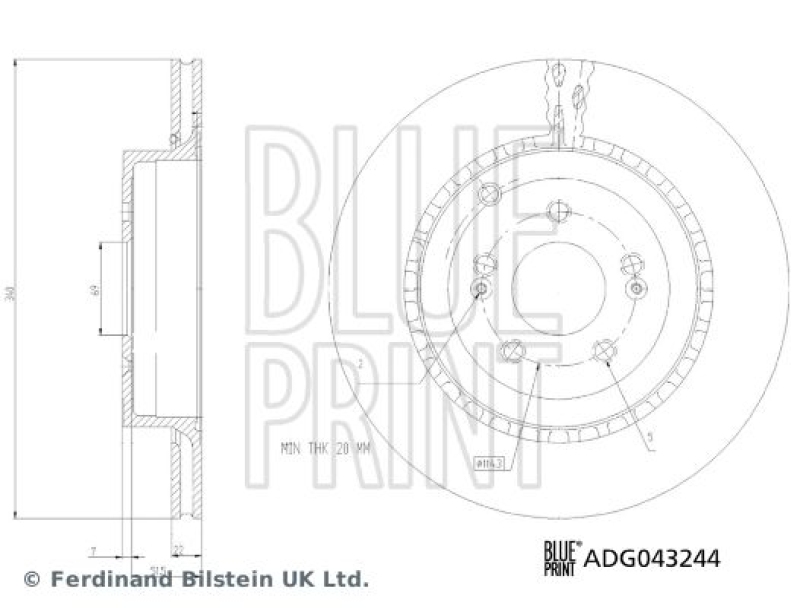 BLUE PRINT ADG043244 Bremsscheibe f&uuml;r KIA