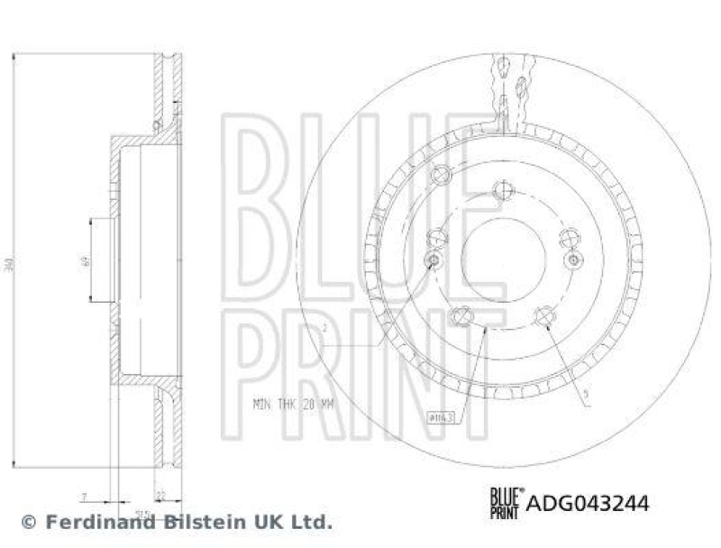 BLUE PRINT ADG043244 Bremsscheibe für KIA