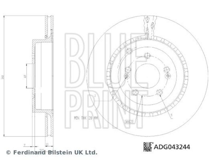 BLUE PRINT ADG043244 Bremsscheibe für KIA