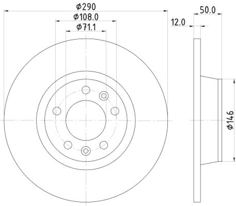 HELLA 8DD 355 116-171 Bremsscheibe für PEUGEOT 407 Coupe (6C)