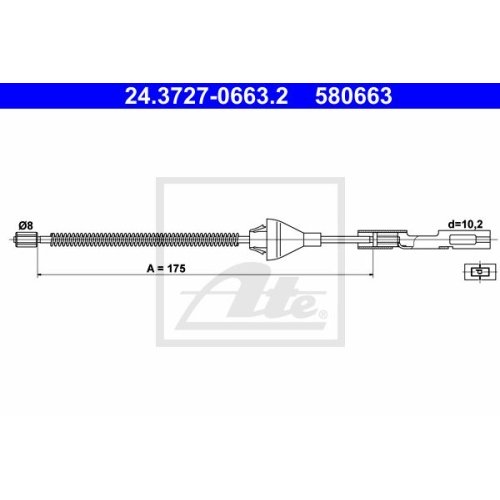 ATE 24.3727-0663.2 Bremsseil für FORD FOCUS I (98-04)MAZDA 2 (03-07)