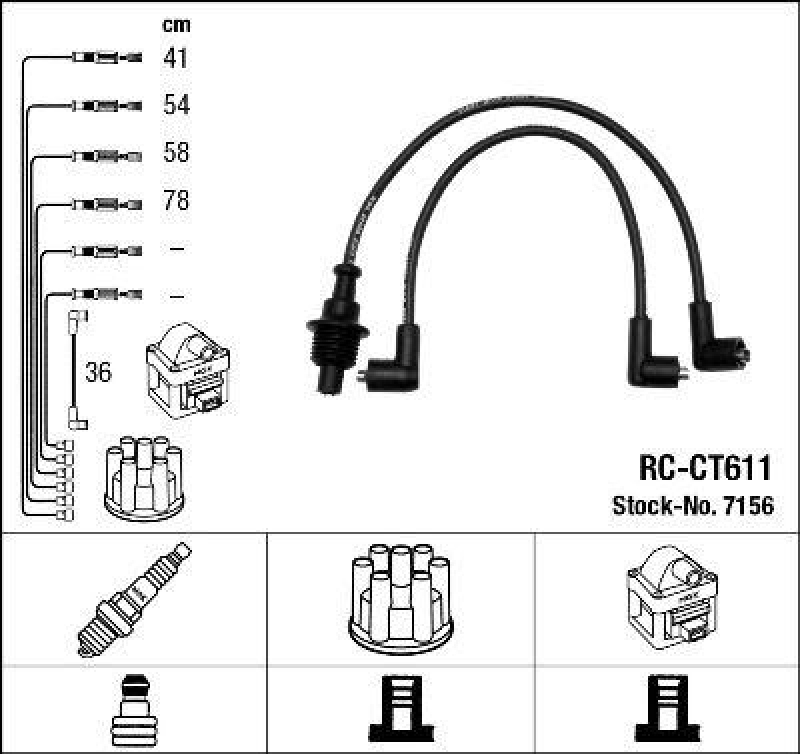 NGK 7156 Zündleitungssatz RC-CT611 |Zündkabel