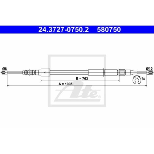 ATE 24.3727-0750.2 Bremsseil f&uuml;r OPEL Corsa C