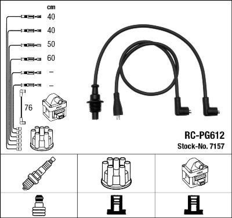 NGK 7157 Zündleitungssatz RC-PG612 |Zündkabel