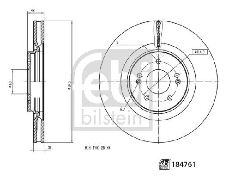 FEBI BILSTEIN 184761 Bremsscheibe für HYUNDAI