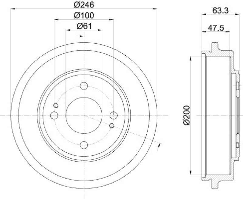 HELLA 8DT 355 302-401 Bremstrommel für HONDA