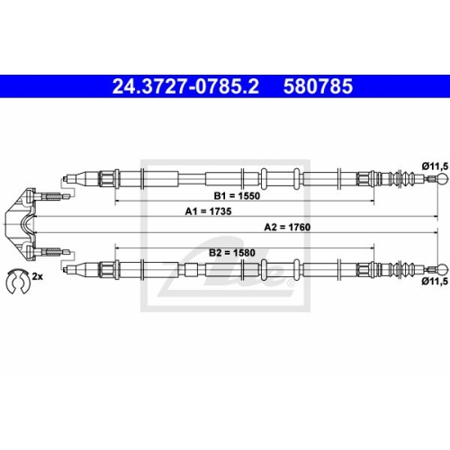 ATE 24.3727-0785.2 Seilzug Feststellbremse