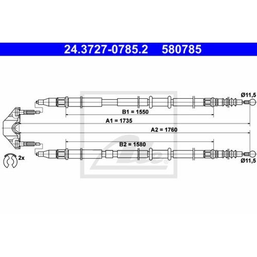 ATE 24.3727-0785.2 Bremsseil für OPEL ASTRA H Caravan/Vau. Astra MKV Estate (04-10)