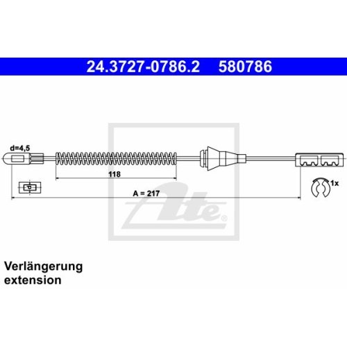 ATE 24.3727-0786.2 Bremsseil für OPEL CORSA C / TIGRA TWIN TOP