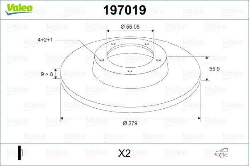 VALEO 197019 Bremsscheibe