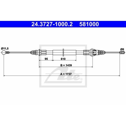 ATE 24.3727-1000.2 Bremsseil für OPEL RENAULT