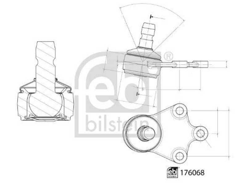 FEBI BILSTEIN 176068 Traggelenk mit Kronenmutter und Splint für TOYOTA