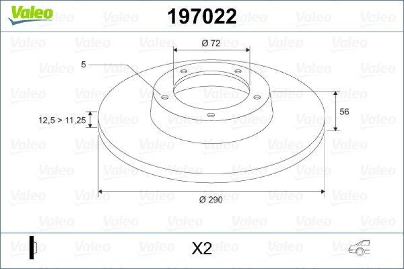 VALEO 197022 Bremsscheibe