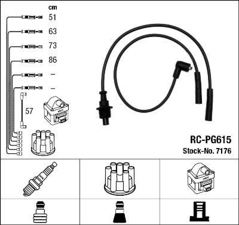 NGK 7176 Zündleitungssatz RC-PG615 |Zündkabel