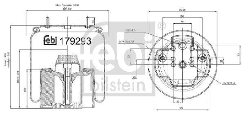 FEBI BILSTEIN 179293 Luftfederbalg mit Kunststoffkolben für Bergische Achsen