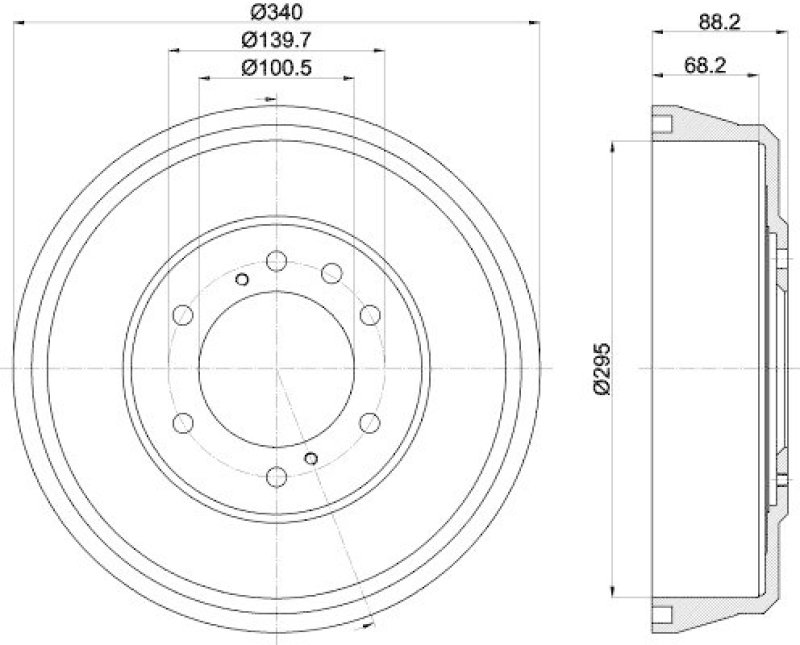 HELLA 8DT 355 302-621 Bremstrommel für NISSAN