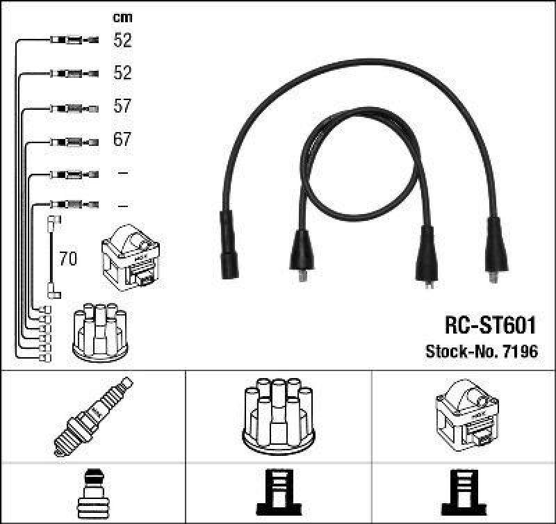 NGK 7196 Zündleitungssatz RC-ST601 |Zündkabel