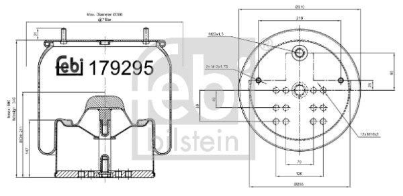 FEBI BILSTEIN 179295 Luftfederbalg mit Stahlkolben für Bergische Achsen