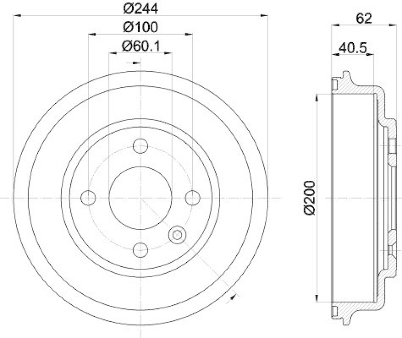 HELLA 8DT 355 302-651 Bremstrommel für CHEVROLET