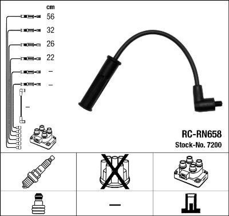 NGK 7200 Zündleitungssatz RC-RN658 |Zündkabel