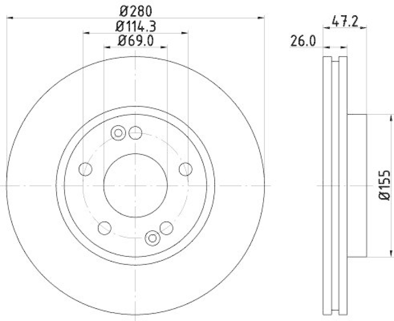 HELLA 8DD 355 118-151 Bremsscheibe für HYUNDAI/KIA