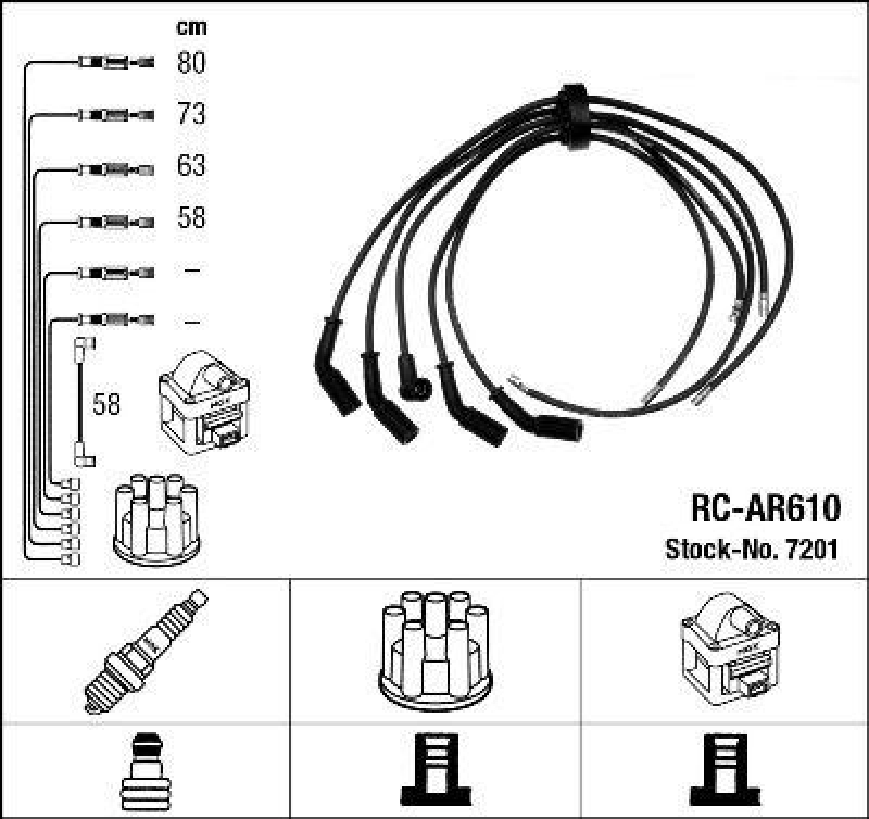 NGK 7201 Zündleitungssatz RC-AR610 |Zündkabel